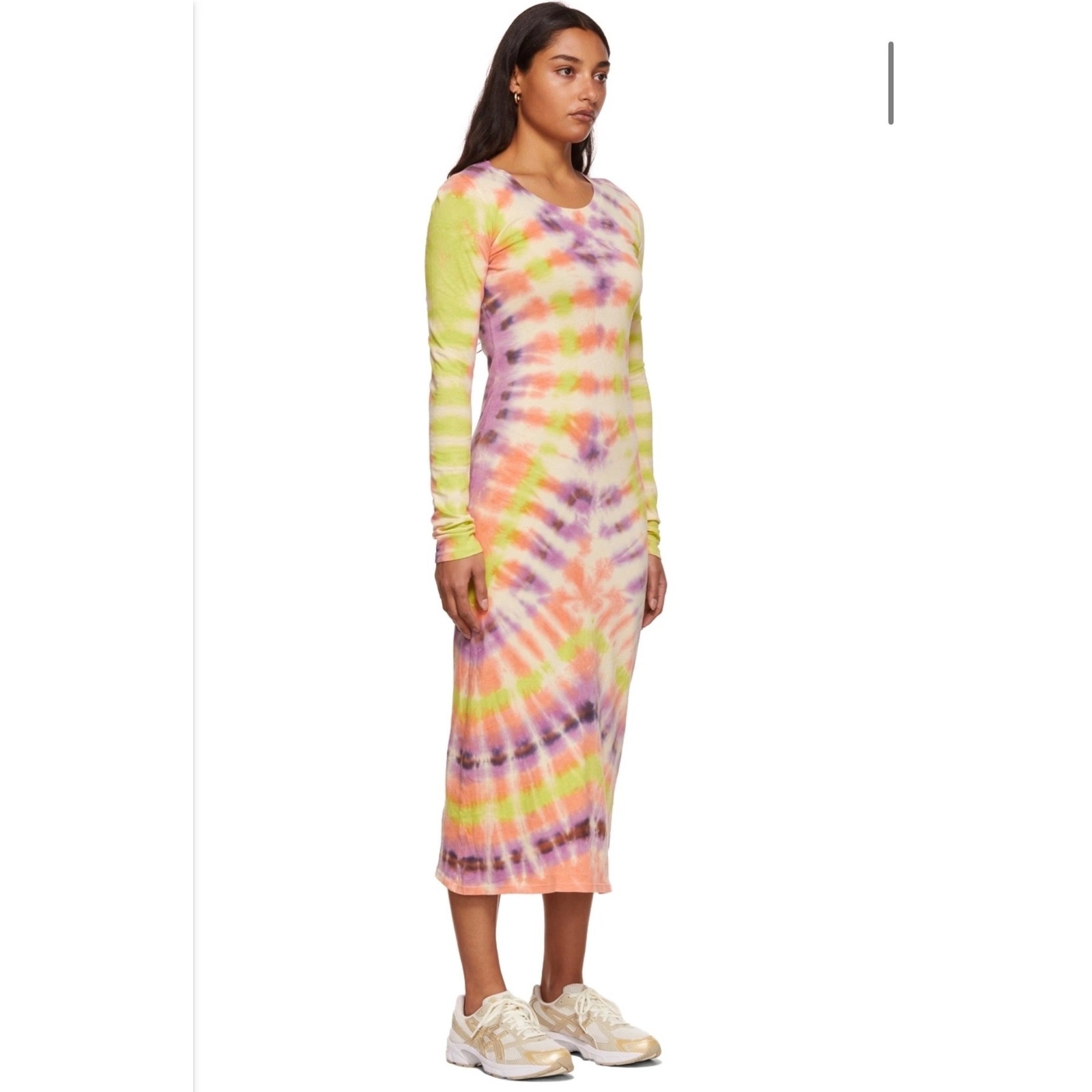 Raquel Allegra Fitted Tie Dye Dress Long Sleeve Maxi Purple Green Orange Sz 3